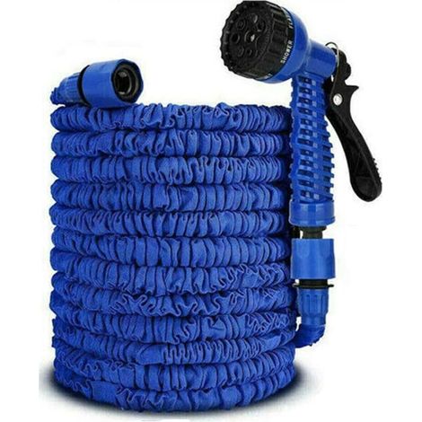 Lntyq Tuyau D’arrosage Extensible 60M/200FT Tuyau d'arrosage Flexible Tuyau Rétractable Raccords avec 7 Fonction Pistolet pour Irrigation et Nettoyage(60m)