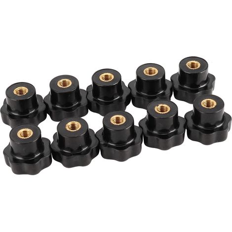 10 Stück Muttern mit Knaufgriff, 7-Stern, mit Innengewinde, Messingkern M6x25 für Werkzeugmaschinen (1/5)