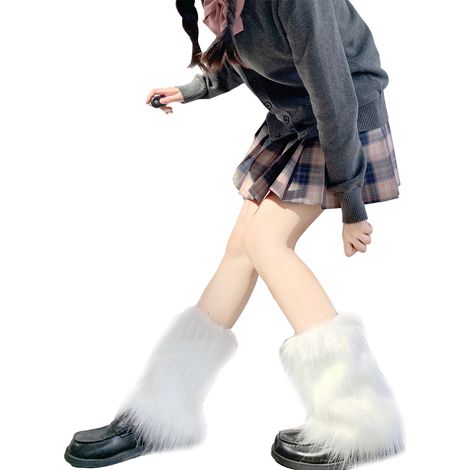 Guêtres en fausse fourrure de lapin pour femmes, couvre-bottes d'hiver rembourrés et chauds, chaussettes blanches épaisses.