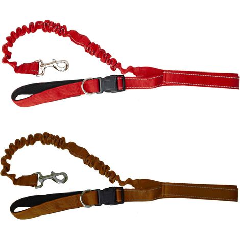 GUINZAGLIO ANTISCHOCK SEMIELASTICO DA JOGGING LUNGO CON CINTA REGOLABILE 2.1 M (1/5)