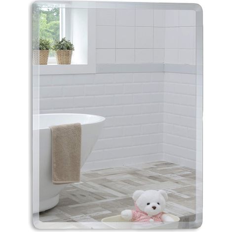 Miroir Mural de Salle de Bain Simple élégant rectangulaire - Fixation Murale (35cm x 45cm)