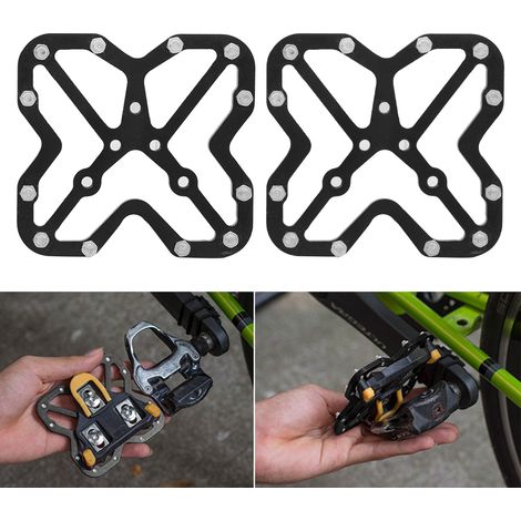 1 Paire d'Adaptateurs Noir pour Pédales SPD Vélo Route - Alliage Aluminium Léger