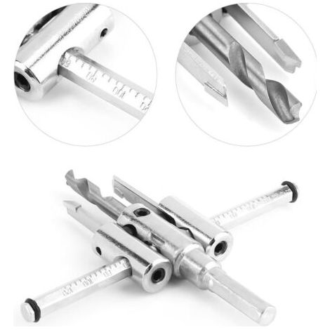 Foret de Scie Trépan de Trou Réglable Mèche Extensible à Bois 30-120mm, Perçage à Bois Cloison Sèche, Outils pour Travail du Bois DIY (1/5)