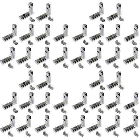 80 pièces T Slot L-Shape Intérieur Inside Corner connecteur Joint support pour aluminium Extrusion Profile 2020 série Slot 6mm (1/5)