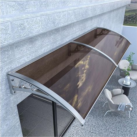 Tettoia per porta esterna, tettoia in policarbonato resistente 150x300 cm, protezione da pioggia e raggi UV (dimensioni: 0,8x3,6 m/2,62x11,81 piedi)