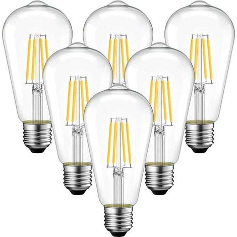 [6 Stück] E27 4W Schraubfassung LED-Filamentlampe, warmweißes Licht (3000K)