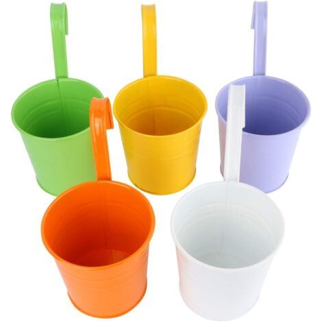 Lot de 5 pots de fleurs à suspendre en métal avec crochet amovible - Couleur aléatoire (1/5)