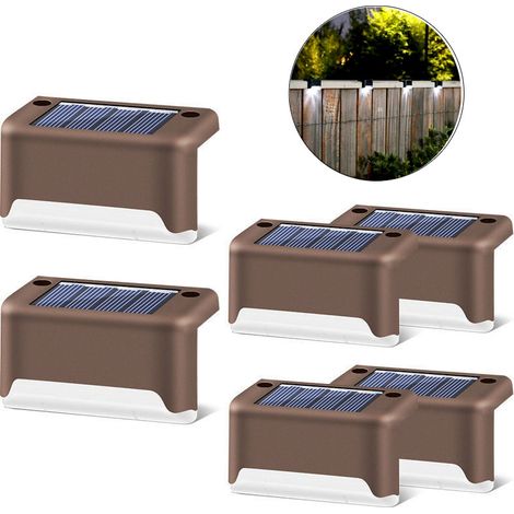 6 Pcs Blanc LED Solaire Étape Lampe Chemin Escalier Étanche Balcon Lumières Jardin Clôture Lumière Décoration pour Extérieur Escalier Patio Lumière (1/5)