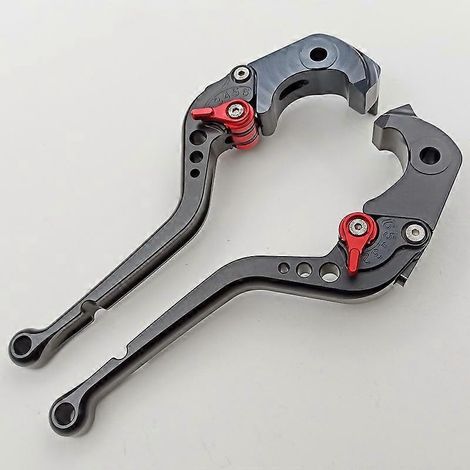 Poignée de frein, d'embrayage hydraulique et de klaxon pour guidon de moto Kawasaki ZX1400 ZX14R ZZR1400 (longue poignée noire) (1/5)