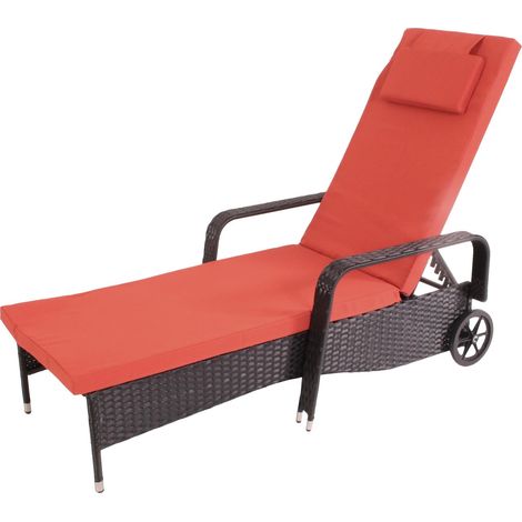 Lettino regolabile da esterno Carrara alluminio polyrattan antracite con cuscino terracotta (1/5)