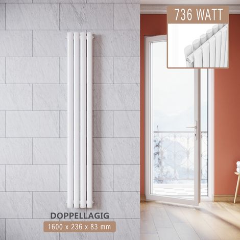 SONNI Radiatore Termosifoni ad Acqua Calda in Acciaio Radiatore a Pannello Bilayer Design Bagno Soggiorno Radiatore Orizzontale Bianco 1600x236mm 736W (1/5)