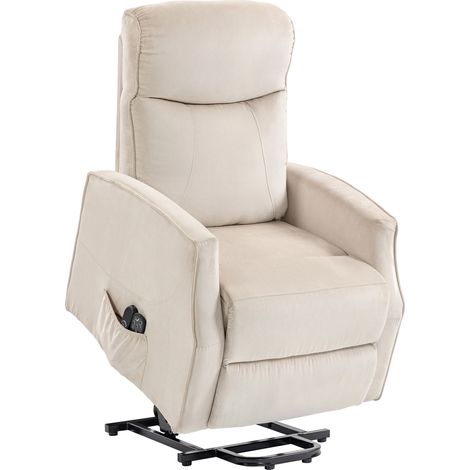 Poltrona Elettrica Alzapersona Massaggiante Relax Imbottitura in Foam e Poliestere Beige (1/5)
