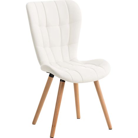 Silla de Comedor Elda Tapizada en Cuero Sintético Blanco (1/5)
