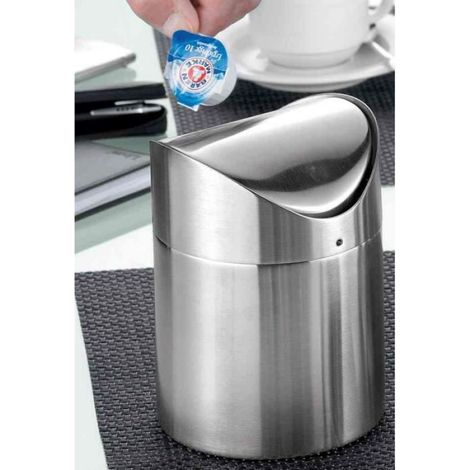 Poubelle de table - Esemeyer - Swing - Acier inoxydable brossé - Couvercle basculable - 170 mm de hauteur