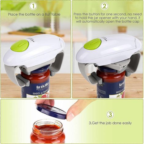 Ouvre-boîte électrique, petit outil, ouvre-boîte, compatible avec les contenants hermétiques, libère vos mains, ouvre facilement les boîtes (blanc). (1/5)