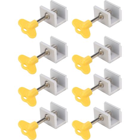 Lot de 8 verrous coulissants fenêtre 1 trou réglables aluminium acier inox vertical horizontal argent (1/5)