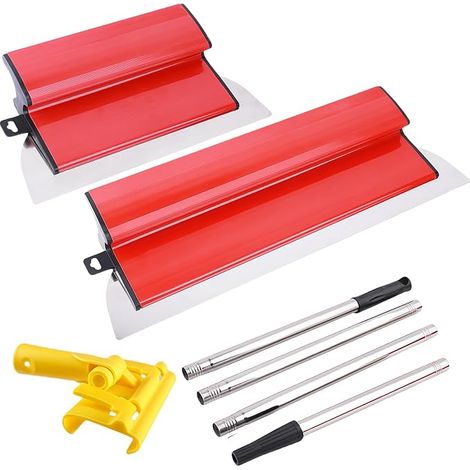 Coated Spatula Set, 25 cm + 40 cm Stainless Steel Coating Knife with 1.6 m Telescopic Handle, Skimming Blade for Work Area, Drywall Construction and Wall Decoration (1/5)