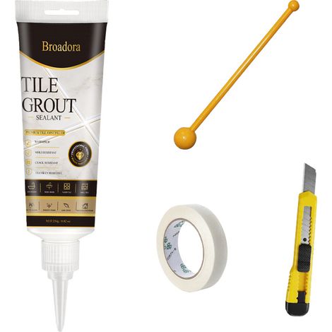 Mastic de scellement argenté, 250 g, avec outil, imperméable, anti-moisissure, pour carrelage, salle de bain et cuisine (1/5)