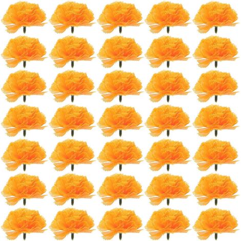 50 têtes de fleurs de souci artificielles décoratives pour guirlande à faire soi-même-5.5x5.5x3cm-Orange (1/3)
