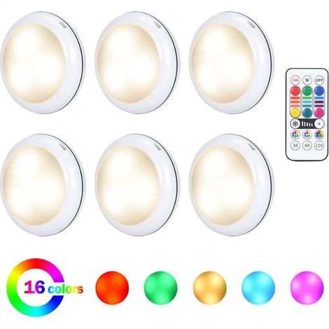 6-teiliges kabelloses LED-Schranklicht-Set mit 16 Farben und Fernbedienung