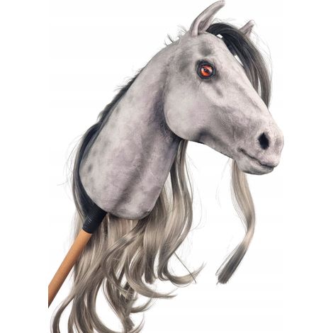 Cavallo di legno realistico - grigio / grigio CAVALLO SU UN BASTONCINO formato A3 (1/5)