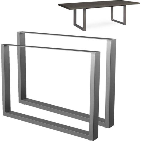 Set 2 Gambe Piedi Tavolo Pranzo Scrivania 100x72 Metallo Design Moderno Grigio