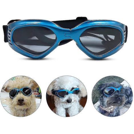 Lunettes de soleil pour chien, sangle ajustable pour lunettes de soleil UV, protection imperméable-Blue
