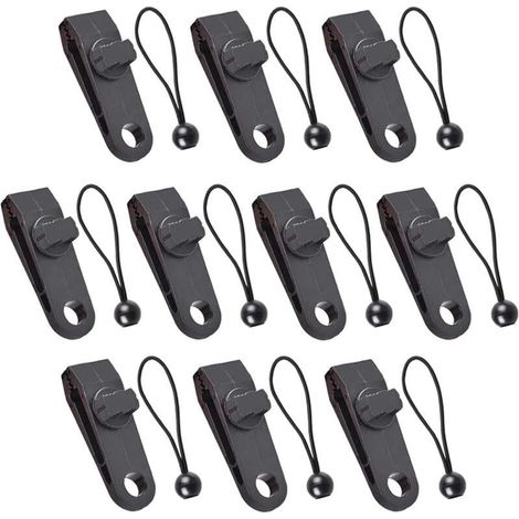 CSPARKV 10 Sets Clip de Bâche Multifonctions Pinces pour Tente Pince pour Bâche avec Cordon Élastique Noir pour Bâches Auvents Camping Caravane Couvertures (1/5)
