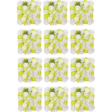 Panneaux Muraux en Fleurs, Design en Soie 3D, Assemblage Facile, Vert (1/2)