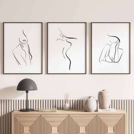 Lot de 3 Affiches / Posters Triptyque - Femmes Abstrait - 3 Affiches - 70x100 cm (Cadres non fournis) - Photo pleine page (1/5)