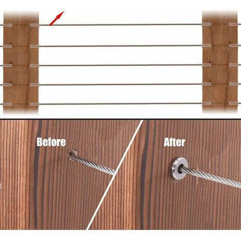 20 Pcs Manchons de Protection en Acier Inoxydable pour Garde-corps de Cable 1/8 Pouce 3/16 Pouce Poteaux en Bois (1/3)