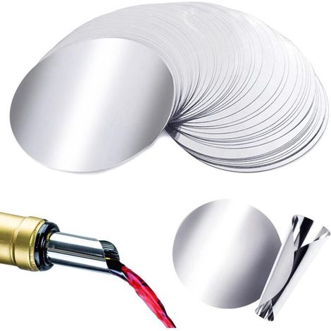 100 Stück Weintropfstopper, wiederverwendbare Weinausgießer aus Aluminium, tropffreie Aluminiumfolie für Restaurants, Bars, Clubs (100 Stück) (1/4)