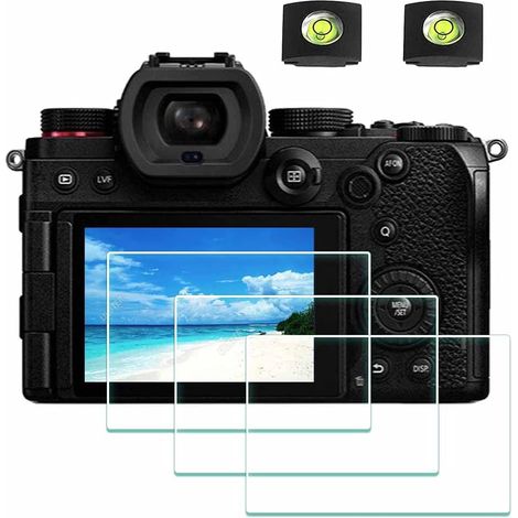 Protector de pantalla para Panasonic LUMIX S5 y tapa protectora para zapata de conexión, cristal templado de 0,3 mm, dureza 9H, antiarañazos, antiburbujas - Paquete de 3