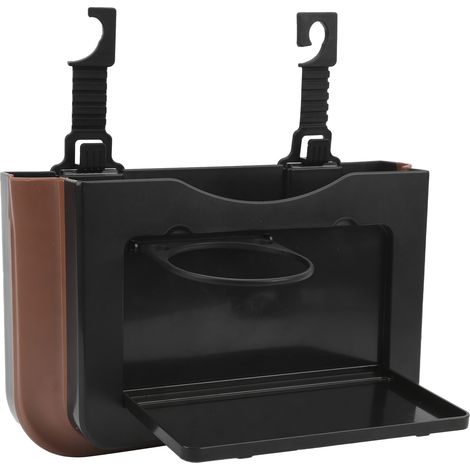 Range Sac Rangement Dossier Siège Voiture Organisateur Pliable Accessoire Intérieur Support Boissons Téléphone Documents Noir Marron (1/5)