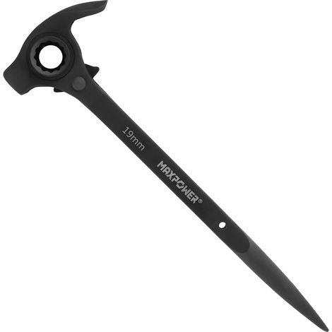 MAXPOWER Ratchet Spanner, Podger Spanner, with Claw Hammer, Crowbar, Pry Bar and Nail Puller Function- 17mm x 19mm (1/5)