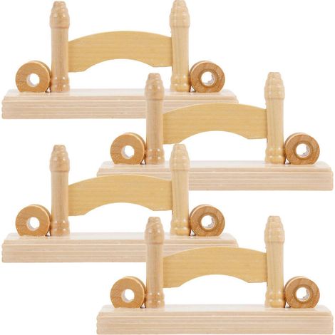 Lot de 4 éventails pliables de bureau avec support en bois, style japonais, pour éventails portables-14x7cm
