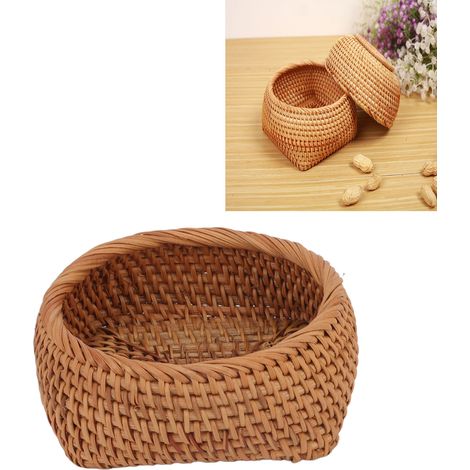 [Panier de Rangement] Panier en Rotin Naturel Fabriqué à la Main, Organisateur Exquis pour Sets de Thé et Vaisselle (1/5)