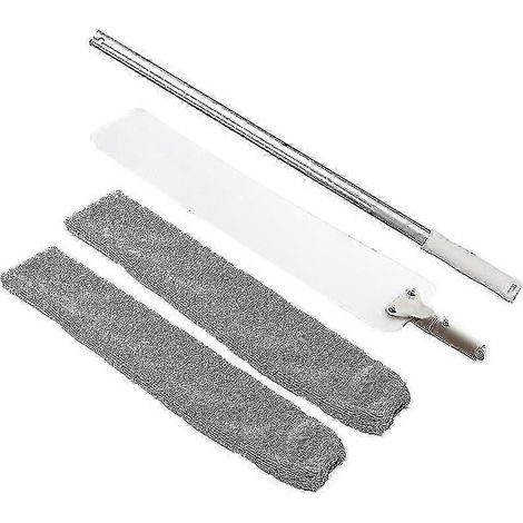 Balai à franges AURA à manche long réglable avec 2 housses lavables, balai plat flexible pour enlever les poils et la poussière sous les meubles (1/3)