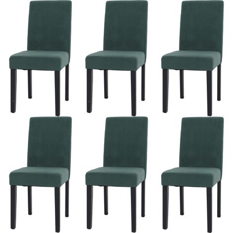 Set 6x sedie Littau tessuto a coste soggiorno cucina sala da pranzo legno 90x42x50cm verde gambe scure