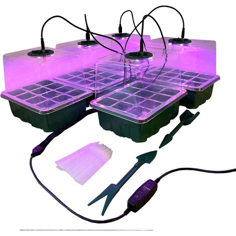 Plant Propagator Seed Tray Set with Full Spectrum USB Grow Lights (Pack of 5) (1/5)