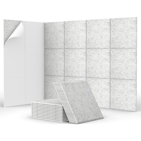 Panneaux muraux insonorisants, panneaux insonorisants autocollants pour bureaux, chambres et salons, pack de 18 pièces, gris clair