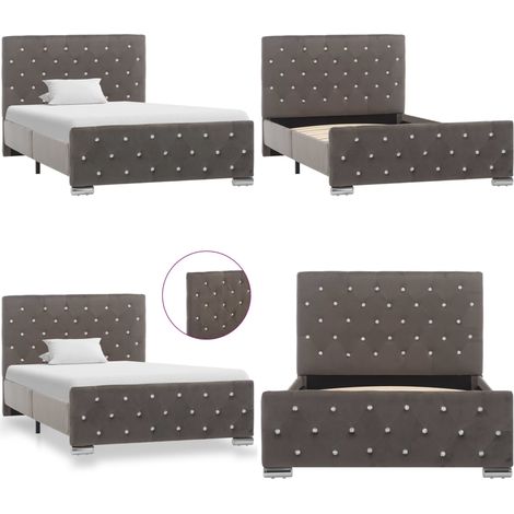Bettgestell Grau Samt 100x200 cm - Bettrahmen - Samtbetten - Doppelbett - Boxspringbett - Grau - Home & Living (1/5)
