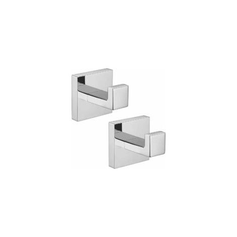 Lot de 2 Patère de salle de bain Serviette De Bain Crochet En Inoxydable Carré Vêtements Serviette Manteau Robe Crochet Armoire Placard Porte (1/5)