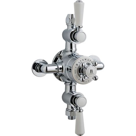 Bayswater Traditional Triple Exposed Shower Valve White/Chrome (1/2)