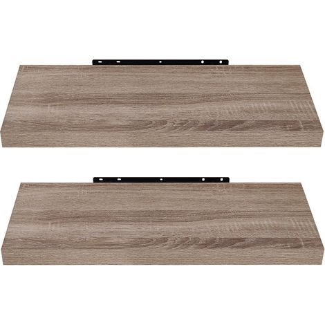 Étagères murales, 50 cm, MDF couleur café clair, lot de 2 étagères flottantes décoratives, pour salon, chambre, salle de bain, couloir (1/5)