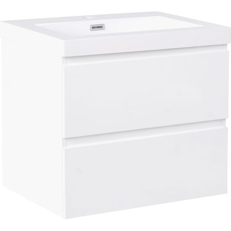 Wandmontierter Waschtischunterschrank mit Waschbecken CARDIEL 60 cm Weiß