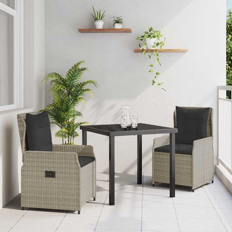 Ensemble de salle à manger pour jardin 3 pcs-Salon de jardin Gris clair 831072 (1/5)