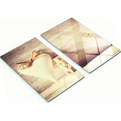 Tablas de cocina de vidrio templado con gr谩ficos Love, 2 piezas, 2x30x52 cm (1/5)