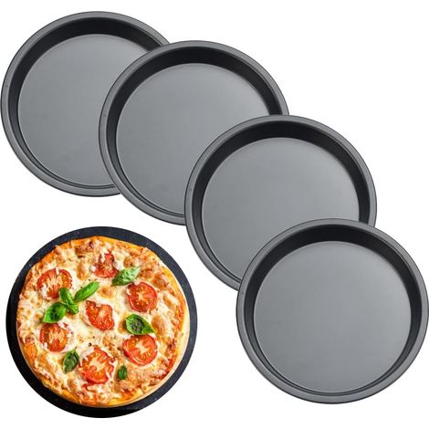 Lot de 4 Moule à Tarte, Diamètre 15 cm Moule à Quiche, Moule à Tarte Ronde en Acier au Carbone, Plat à Tarte pour Four Anti-adhésif, Moule à Pizza pour Dessert Quiche Gâteau Pâtisserie (1/5)