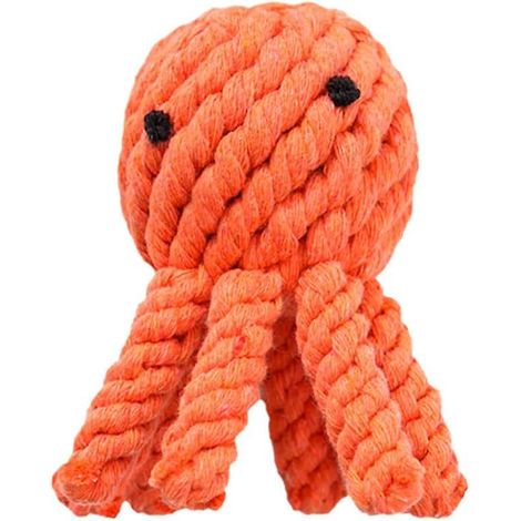 Jouet interactif à mâcher et à mâcher Orange Octopus pour chiots, idéal pour le nettoyage des dents. (1/3)